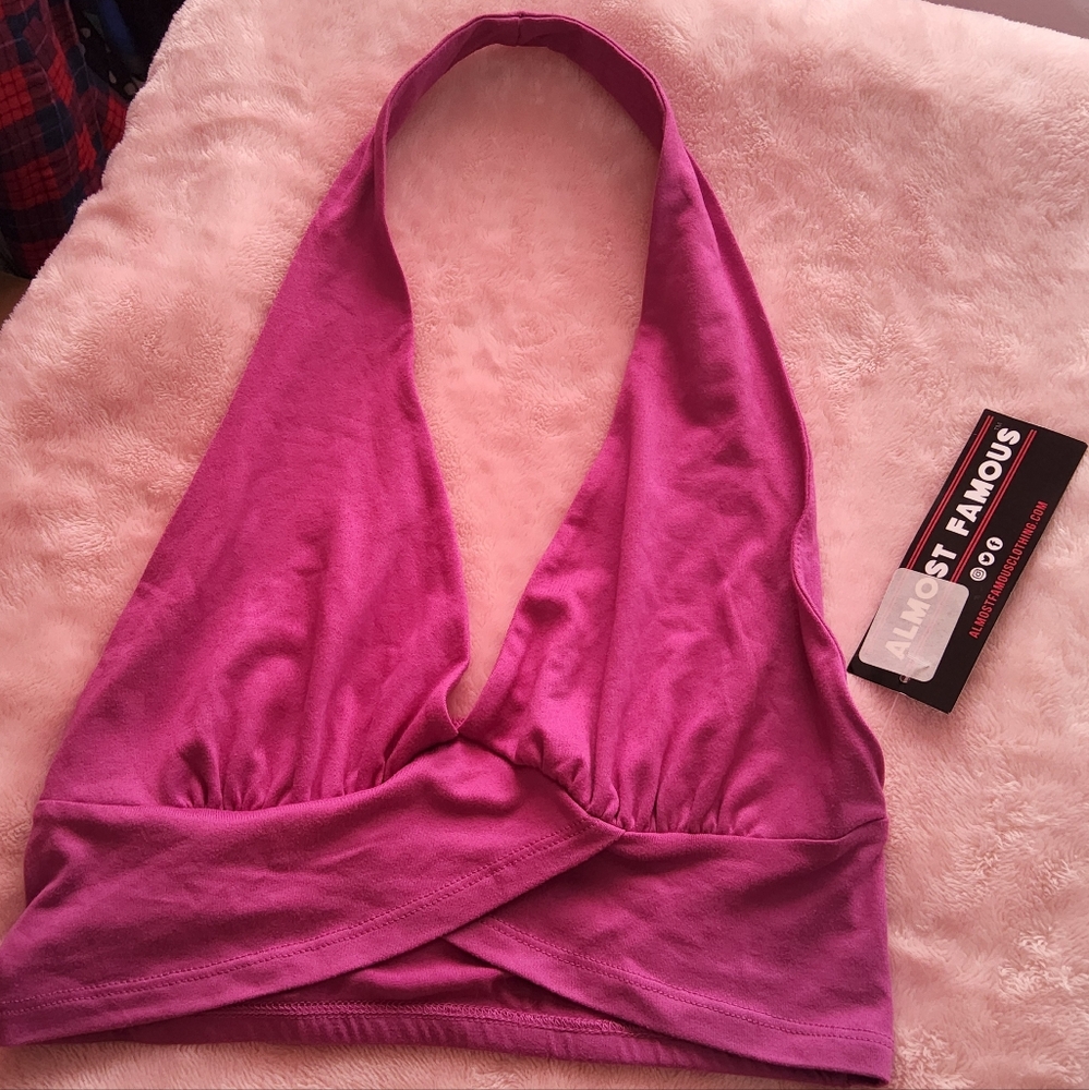 Almost Famous Vibrant Pink Halter Top
